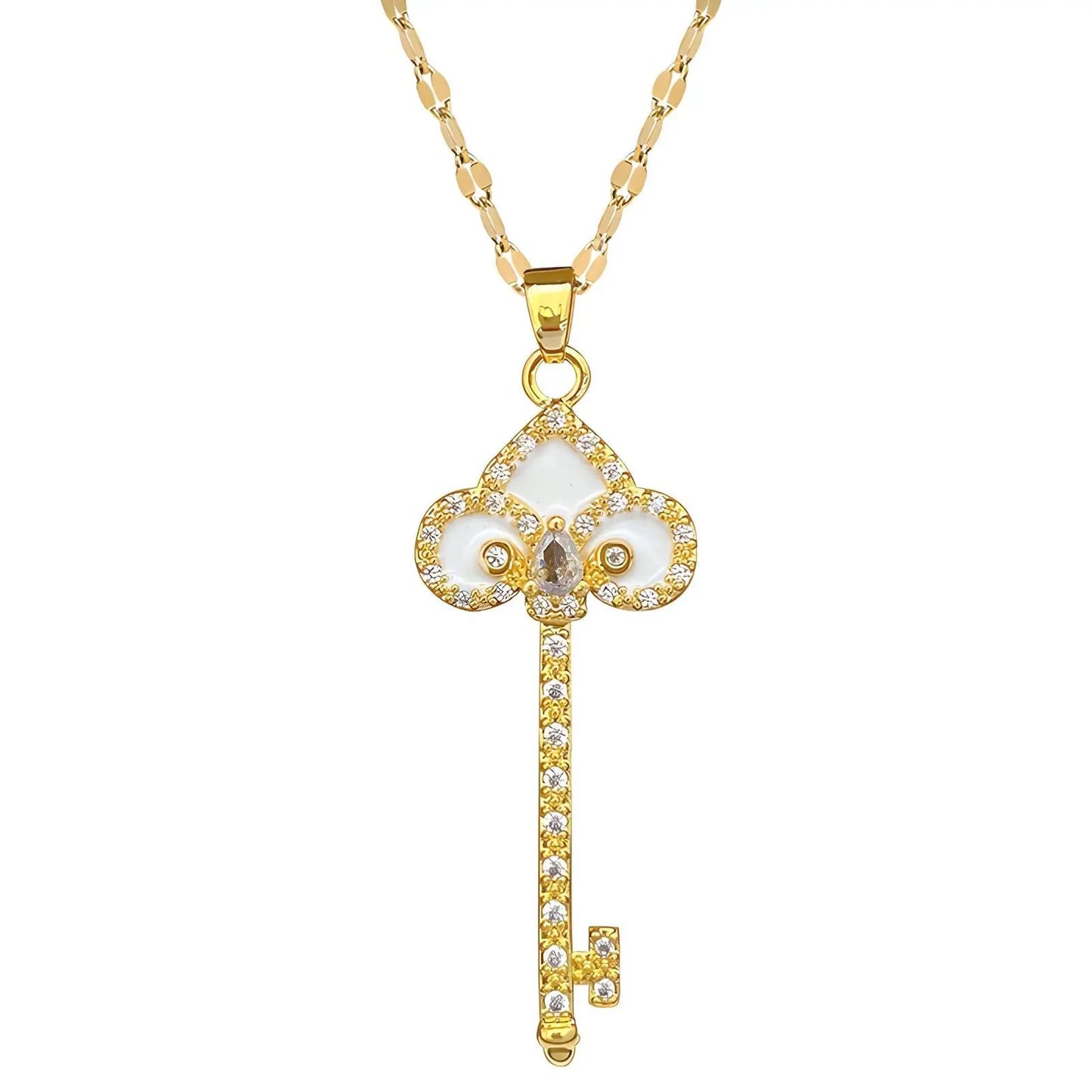 18K gold plated Key necklace TrendyGold