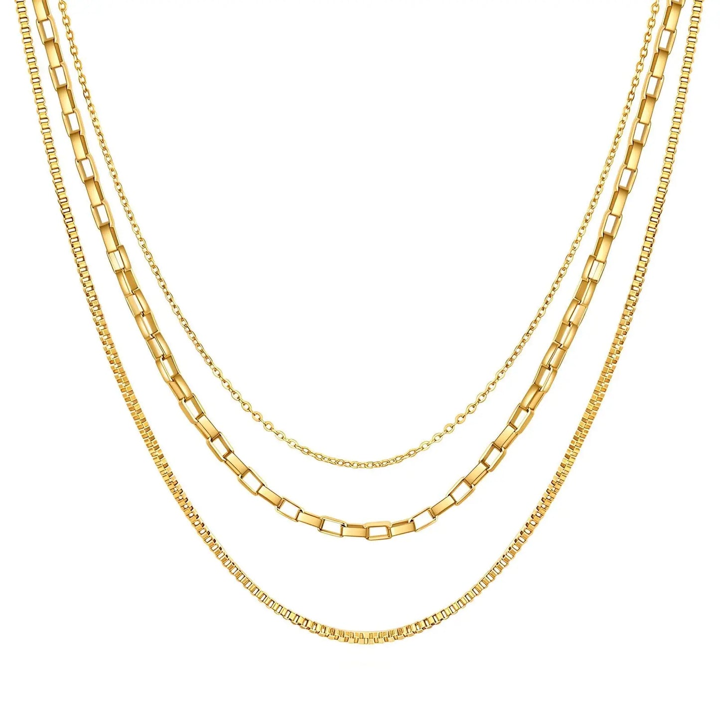 TrendyGold 18K gold plated Stainless steel necklace, 3 - piece TrendyGold