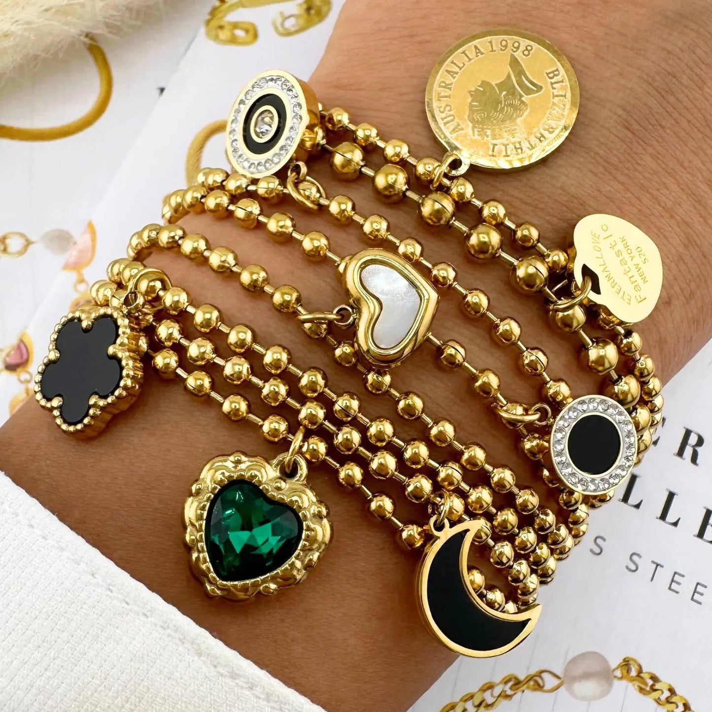 18K gold plated Stainless steel single Heart bracelet TrendyGold